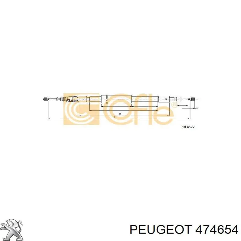 474654 Peugeot/Citroen трос ручного гальма задній, правий/лівий