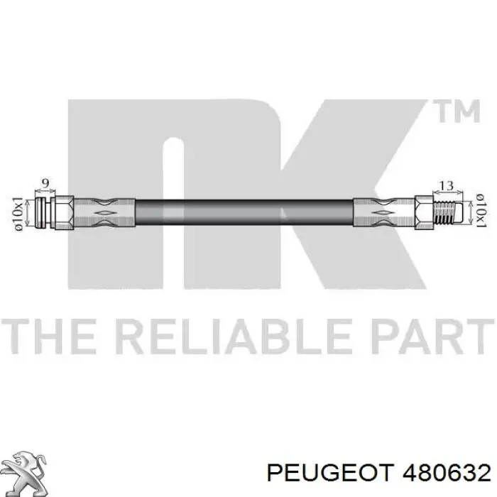 480632 Peugeot/Citroen шланг гальмівний задній