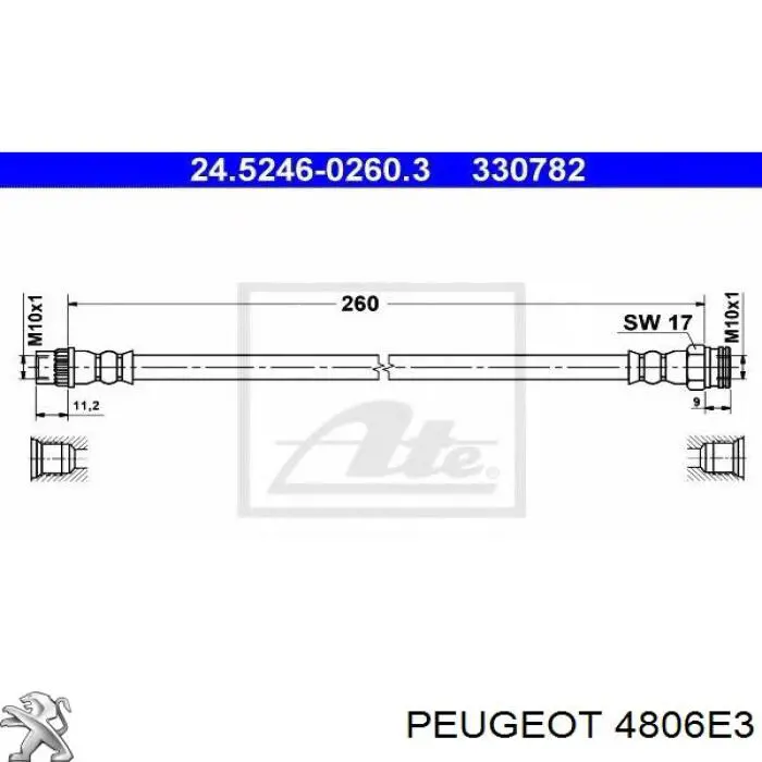 Купити 4806E3 Peugeot/Citroen Шланг гальмівний задній