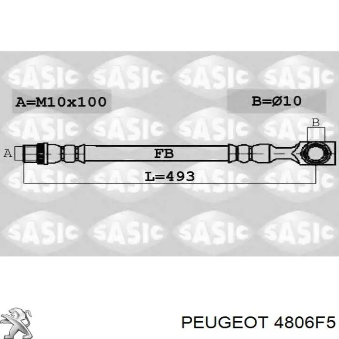 Купити 4806F5 Peugeot/Citroen Шланг гальмівний задній