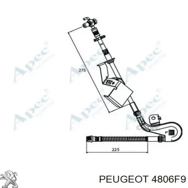 4806F9 Peugeot/Citroen шланг гальмівний передній, лівий