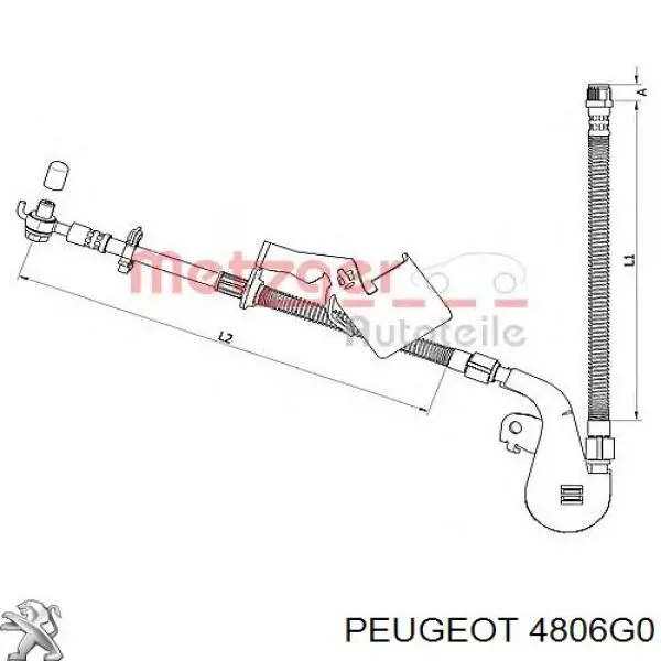 Купити 4806G0 Peugeot/Citroen Шланг гальмівний передній, правий