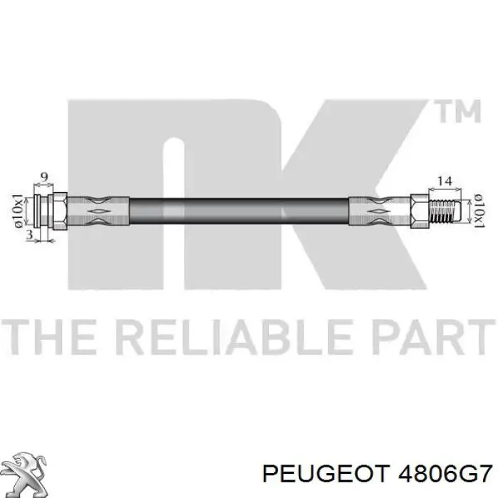 Шланг гальмівний задній 4806G7 Peugeot/Citroen