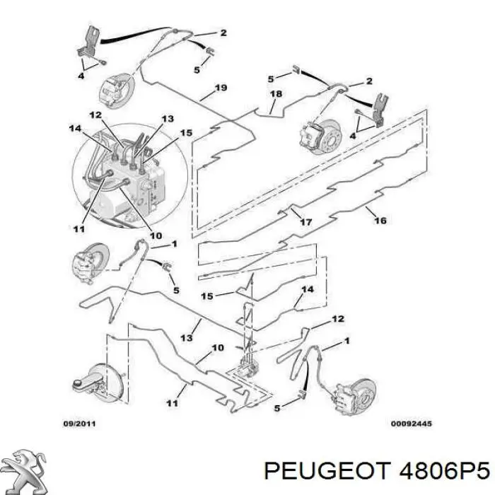 4806P5 Peugeot/Citroen шланг гальмівний задній