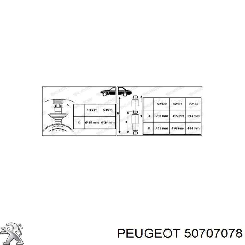 Купити 50707078 Peugeot/Citroen Амортизатор передньої підвіски