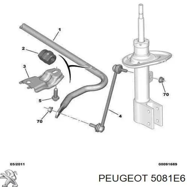 Стабілізатор передній стійкості Peugeot/Citroen 5081E6 ціна, від 18.34 USD