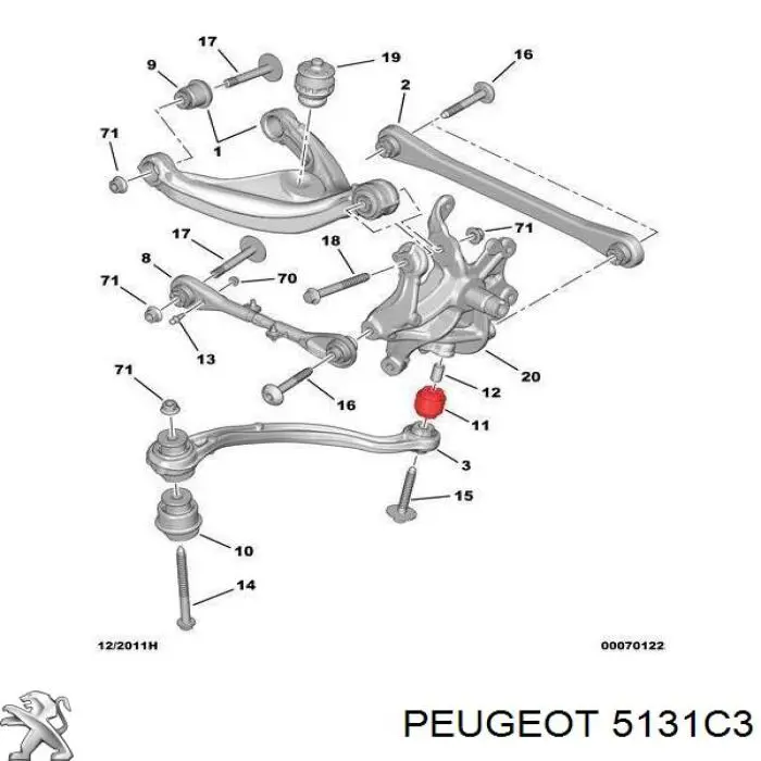 5131C3 Peugeot/Citroen сайлентблок заднього поздовжнього нижнього важеля