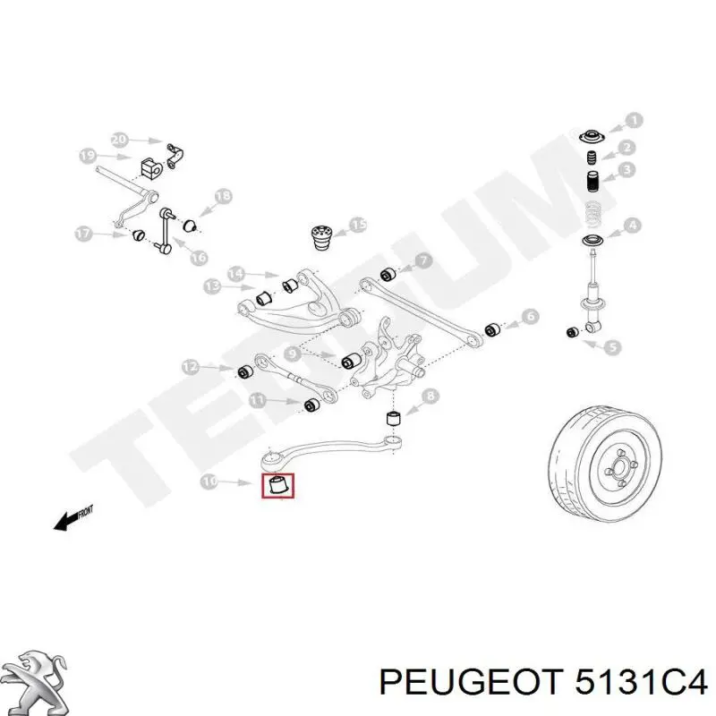 Сайлентблок заднього поздовжнього нижнього важеля Peugeot/Citroen 5131C4 ціна, від 12.00 USD