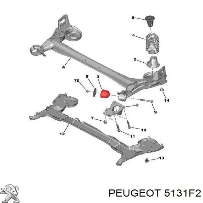 5131F2 Peugeot/Citroen сайлентблок задньої балки/підрамника