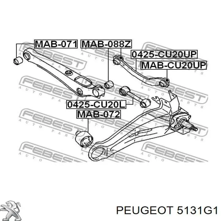 Сайлентблок заднього поперечного важеля, внутрішній 5131G1 Peugeot/Citroen