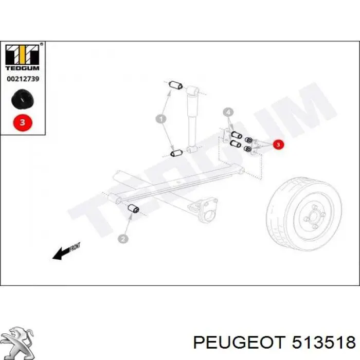 Сайлентблок сережки ресори 513518 Peugeot/Citroen