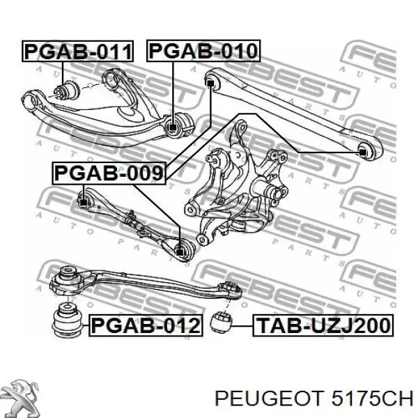 Важіль задньої підвіски верхній, правий 5175CH Peugeot/Citroen