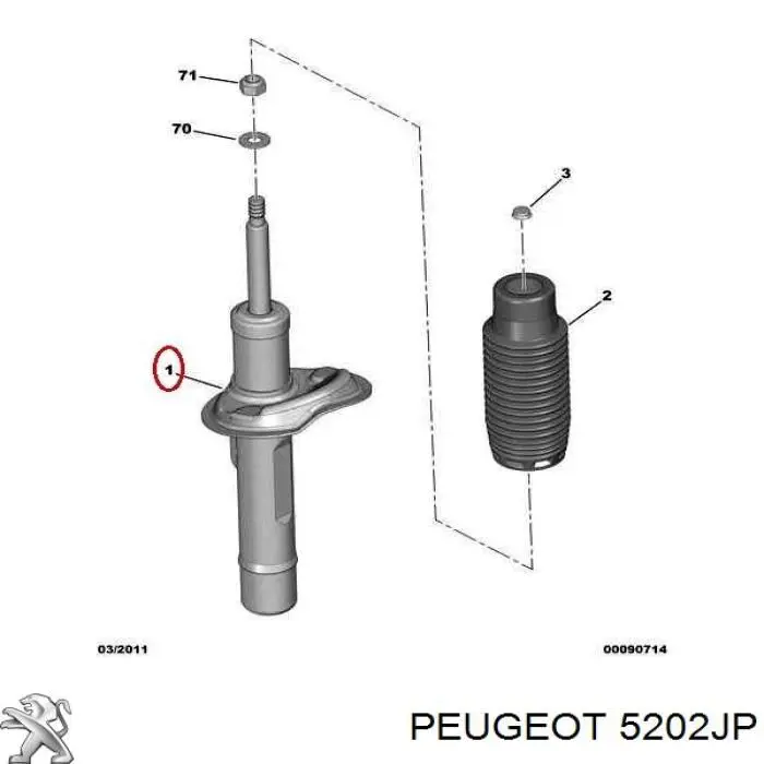 Купити 5202JP Peugeot/Citroen Амортизатора передній лівий