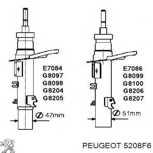 Амортизатор передній, лівий 5208F6 Peugeot/Citroen