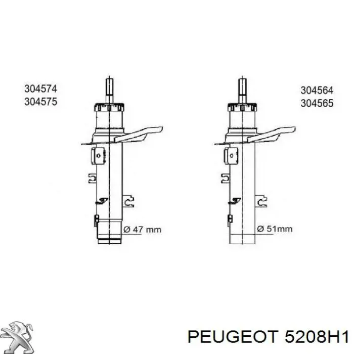 Купити 5208H1 Peugeot/Citroen Амортизатора передній лівий