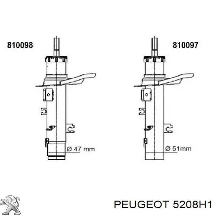 Амортизатора передній лівий 5208H1 Peugeot/Citroen