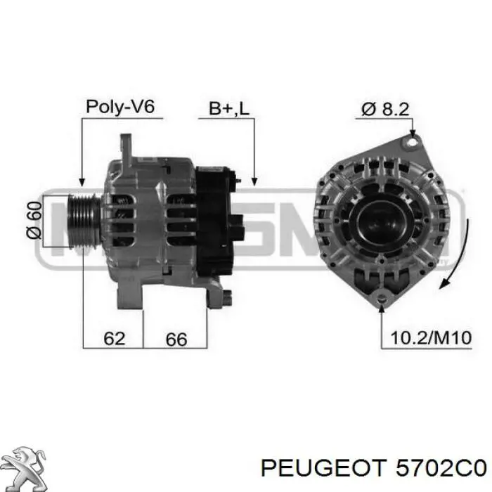 5702C0 Peugeot/Citroen Авто генератор