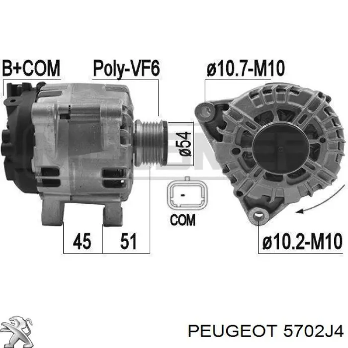 Генератор 5702J4 Peugeot/Citroen