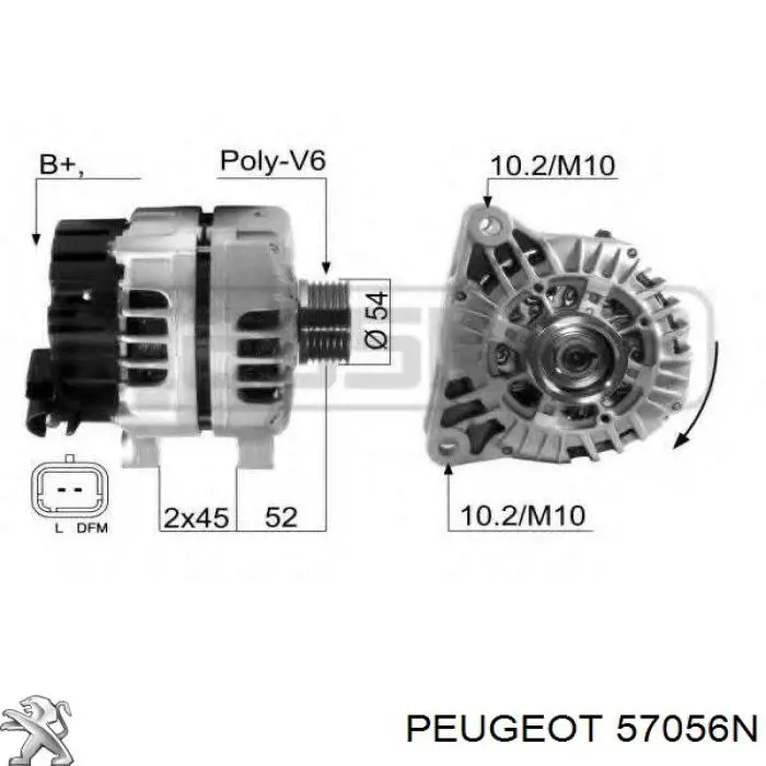 Купити 57056N Peugeot/Citroen Генератор