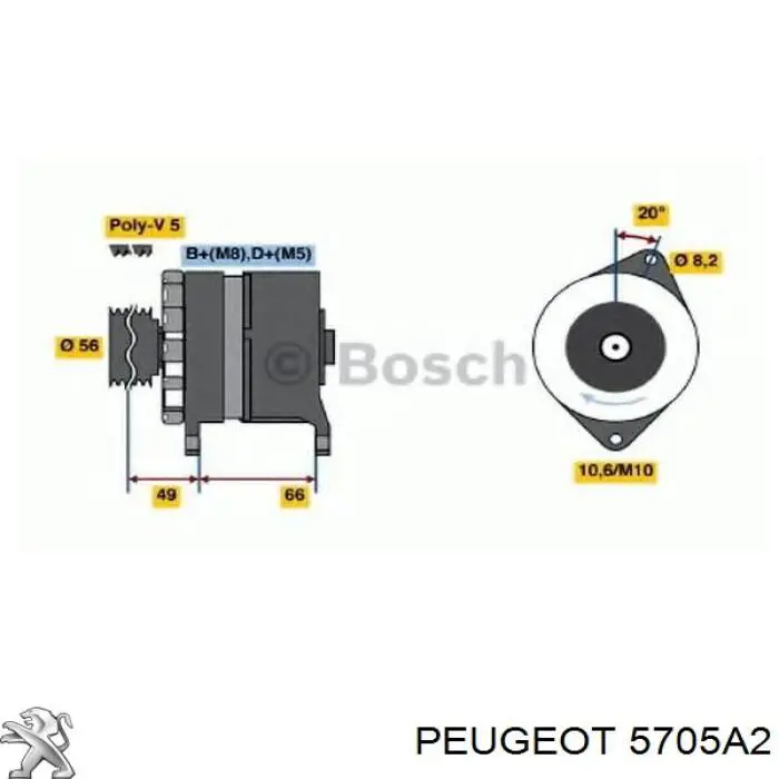 5705A2 Peugeot/Citroen Авто генератор