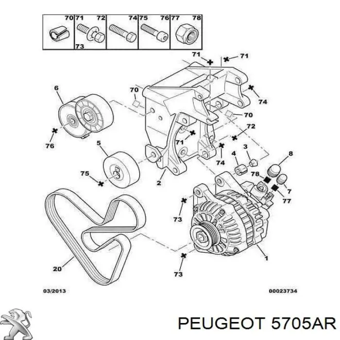 Генератор 5705AR Peugeot/Citroen
