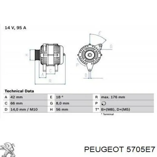 5705E7 Peugeot/Citroen генератор
