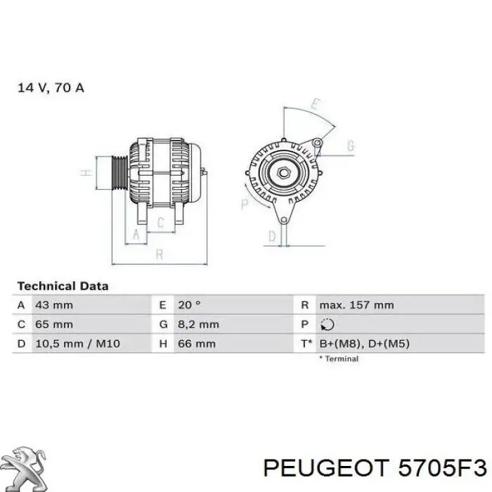 Генератор Peugeot/Citroen 5705F3 ціна, від 69.68 USD