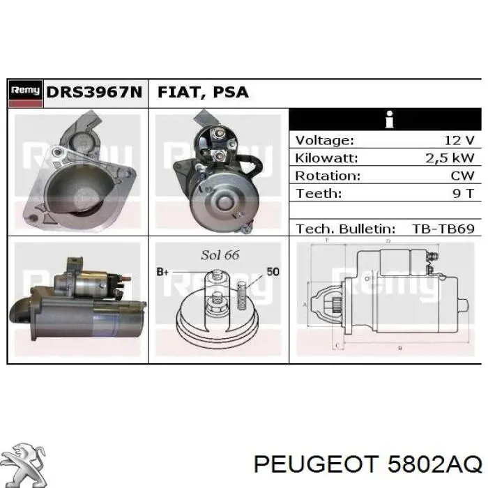 Стартер Peugeot/Citroen 5802AQ ціна, від 97.21 USD