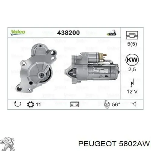5802AW Peugeot/Citroen Стартер (2,5 кВт, 12 В)