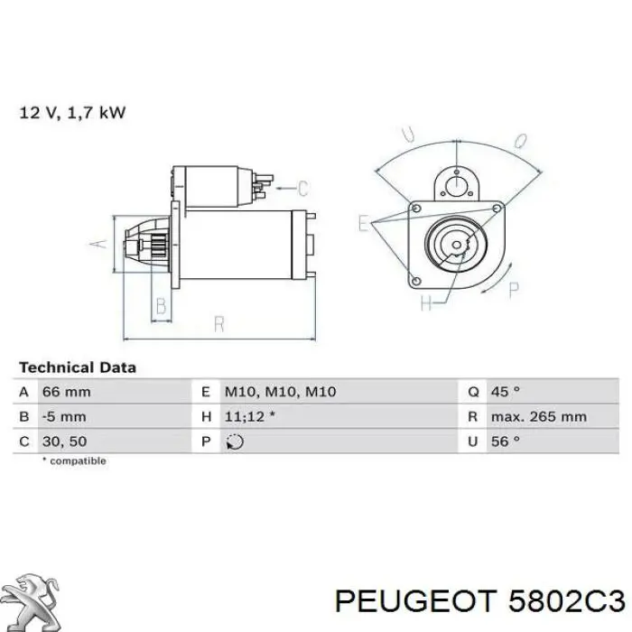 Купити 5802C3 Peugeot/Citroen Стартер