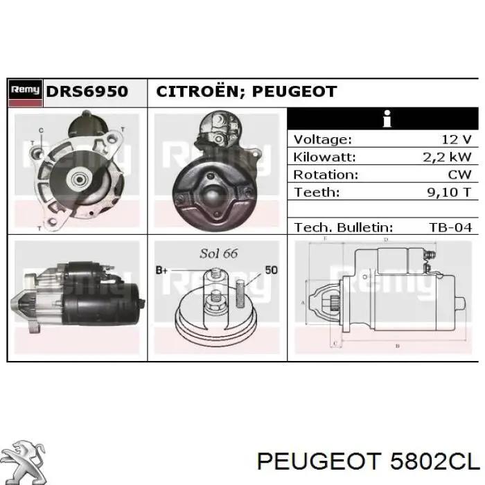Купити 5802CL Peugeot/Citroen Стартер