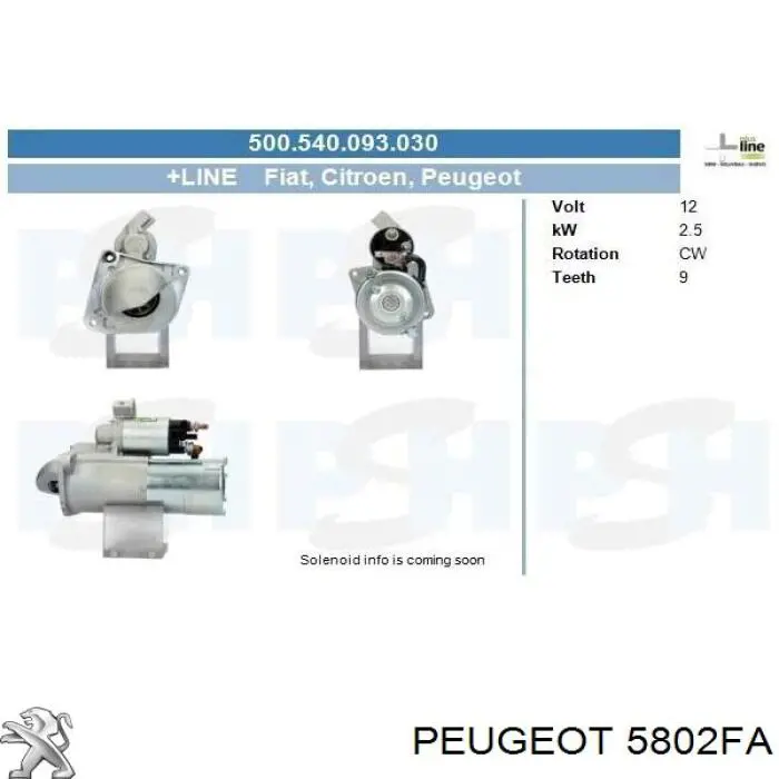 5802FA Peugeot/Citroen Стартер двигуна
