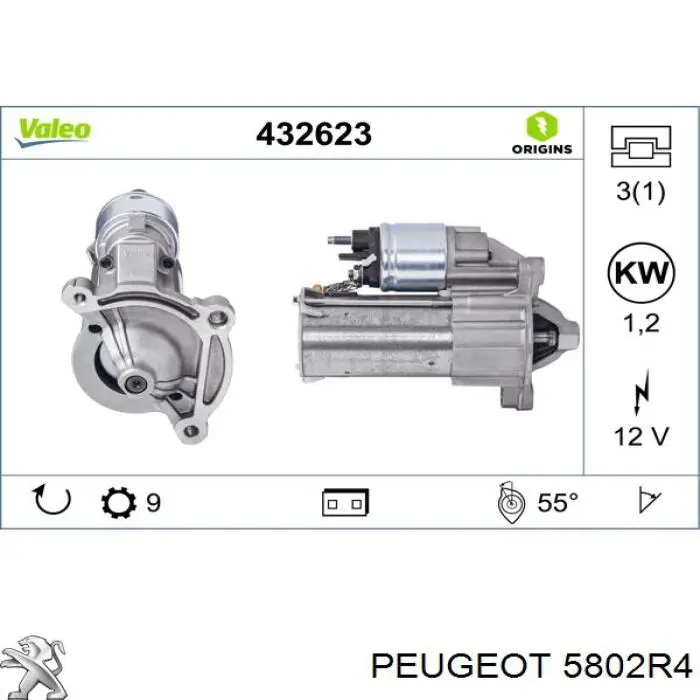 Стартер Peugeot/Citroen 5802R4 ціна, від 36.57 USD