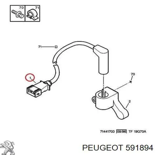 Датчик колінвала 591894 Peugeot/Citroen