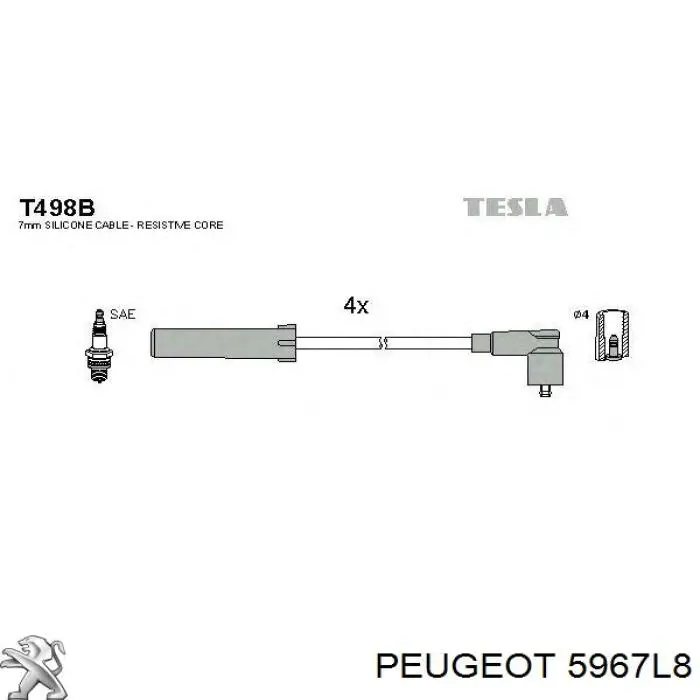 Купити 5967L8 Peugeot/Citroen Провід високовольтні, комплект