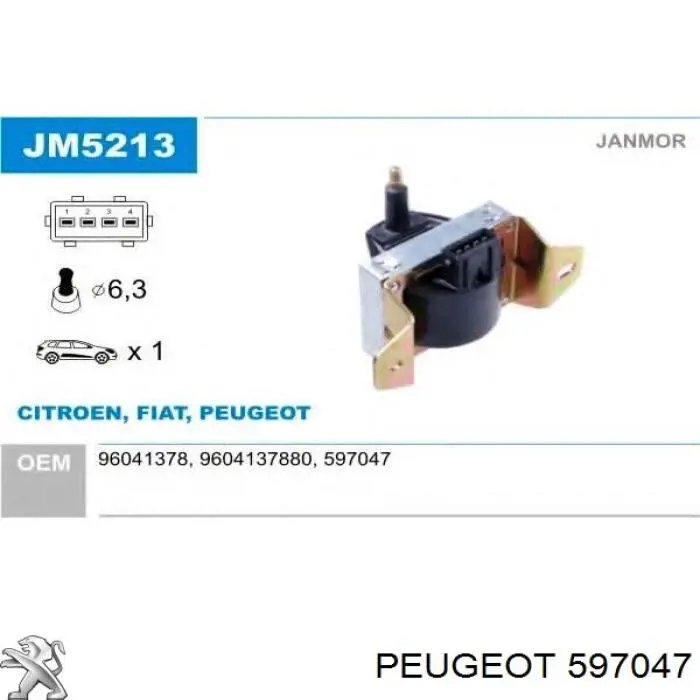 597047 Peugeot/Citroen котушка запалювання