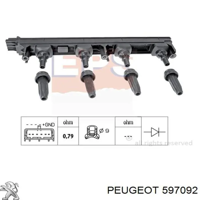 Купити 597092 Peugeot/Citroen Котушка запалювання