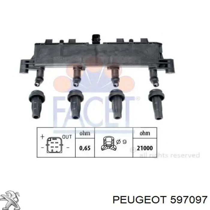 597097 Peugeot/Citroen Котушка запалювання