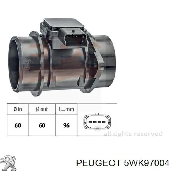 Витратомір повітря Peugeot/Citroen 5WK97004