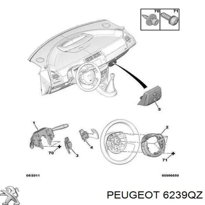 Блок кнопкових перемикачів кермового колеса на Citroen C4 (LC)