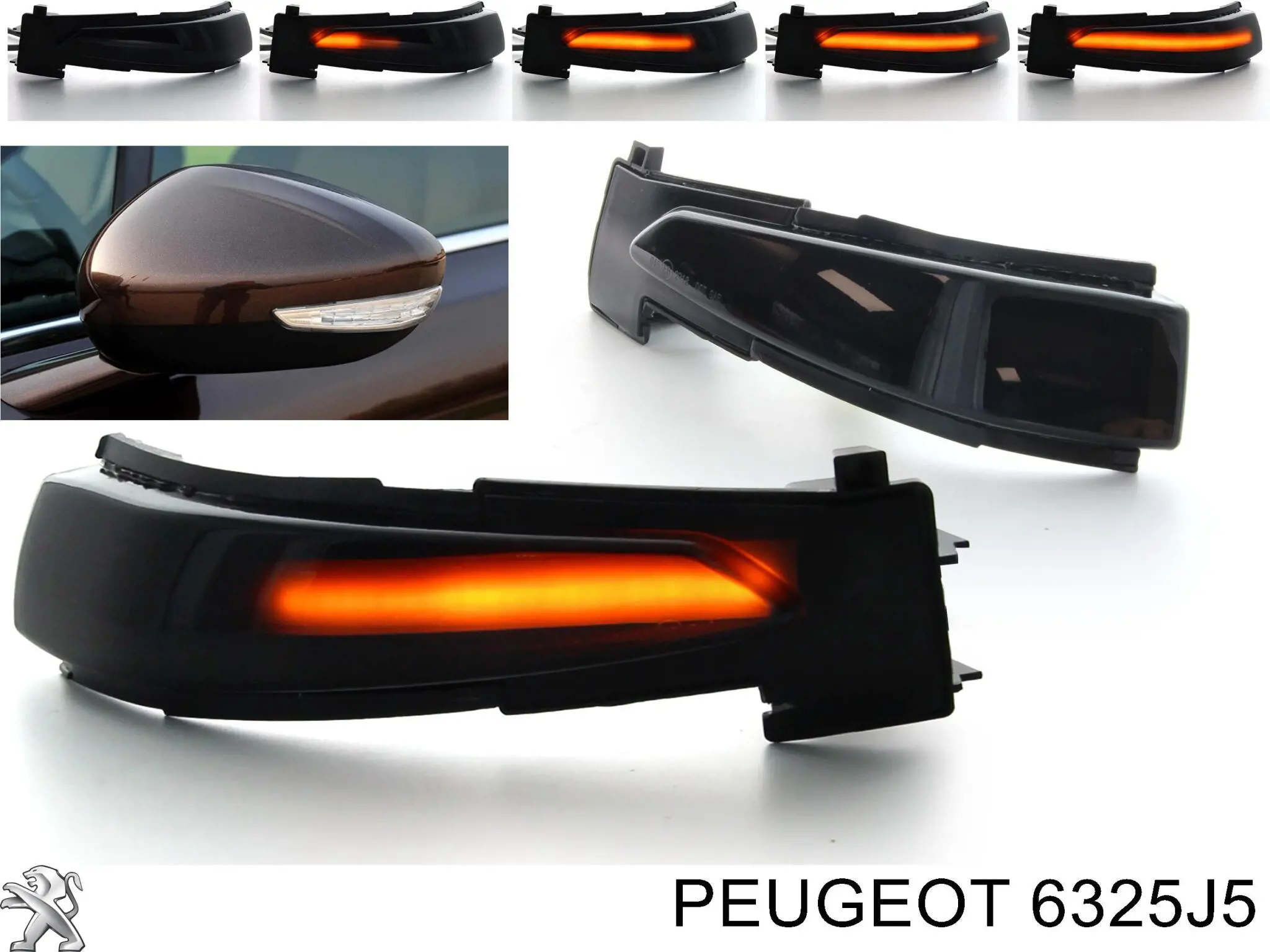 Купити 6325J5 Peugeot/Citroen Покажчик повороту дзеркала, правий