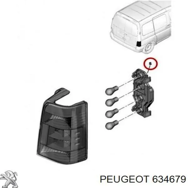 Плата заднього ліхтаря, контактна Peugeot/Citroen 634679