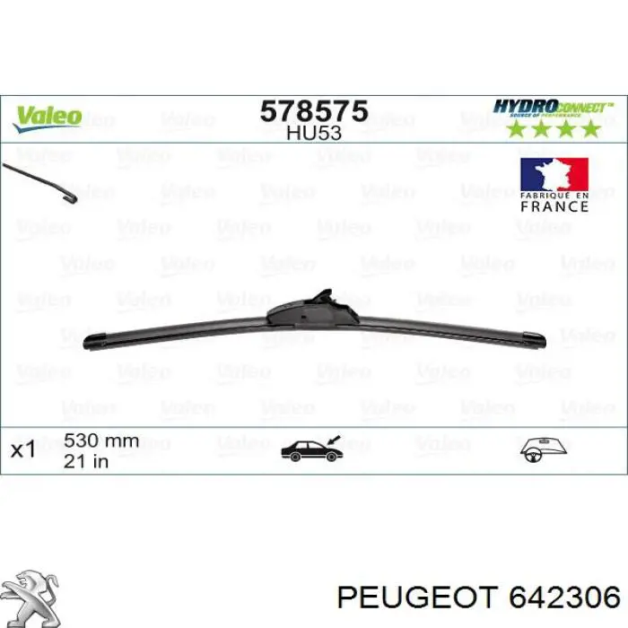 642306 Peugeot/Citroen щітка-двірник лобового скла, пасажирська