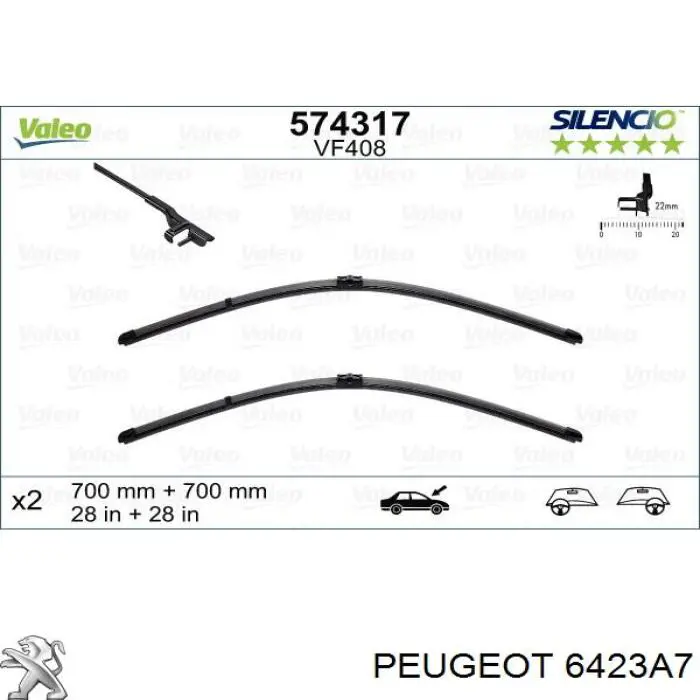 Щітка-двірник лобового скла, комплект з 2-х шт. Peugeot/Citroen 6423A7 ціна, від 18.43 USD