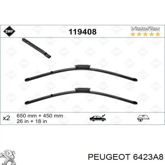 Щітка-двірник лобового скла, комплект з 2-х шт. Peugeot/Citroen 6423A8 ціна, від 29.33 USD