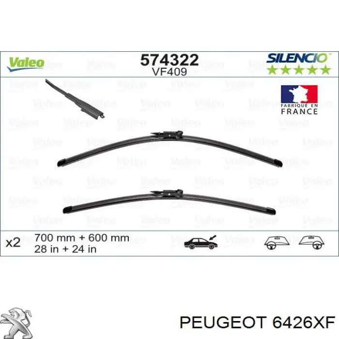 Щітка-двірник лобового скла, водійська Peugeot/Citroen 6426XF ціна, від 10.20 USD