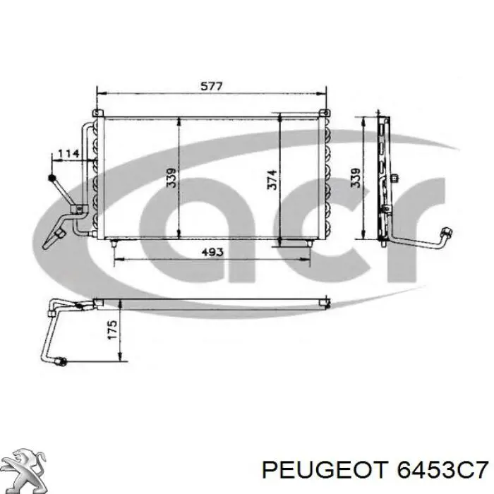 6453C7 Peugeot/Citroen радіатор кондиціонера