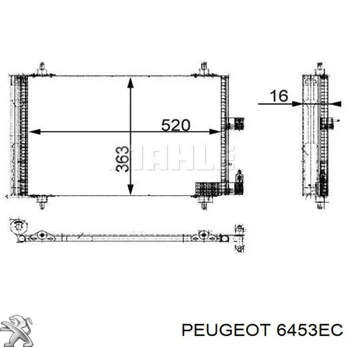 Конденсатор кондиціонера Peugeot/Citroen 6453EC ціна, від 78.34 USD