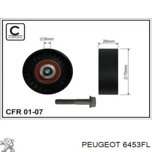 6453FL Peugeot/Citroen ролик натягувача приводного ременя