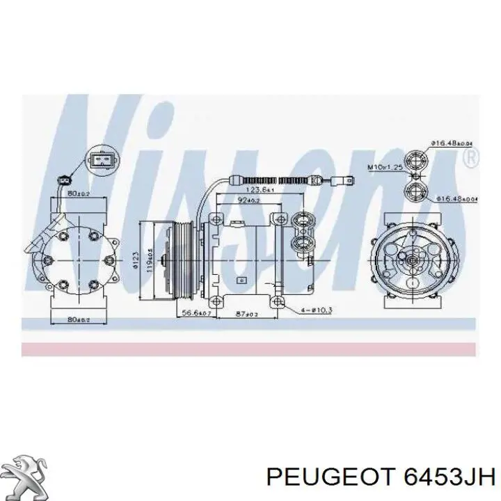 6453JH Peugeot/Citroen компресор кондиціонера